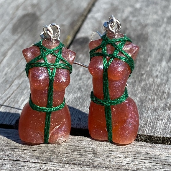 Goddess Earrings with shibari tie